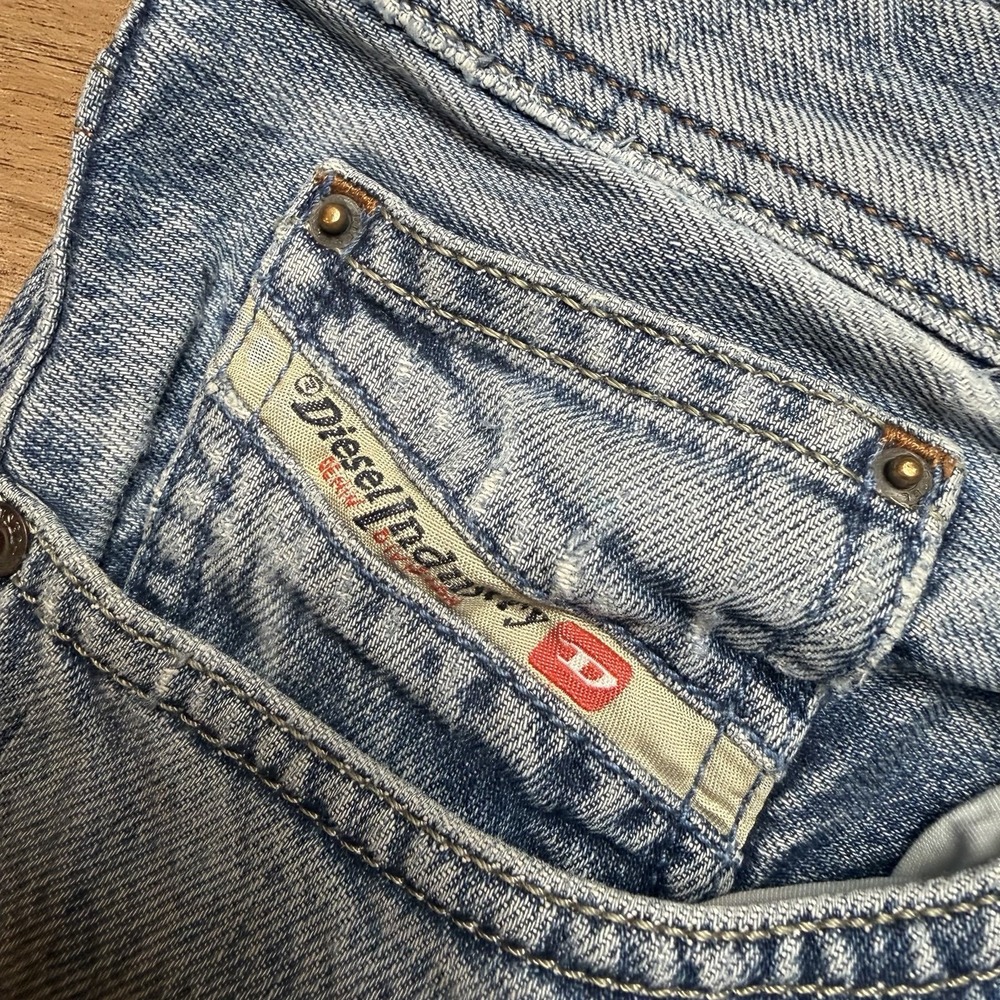 Diesel Larkee Jeans Mens 33x32 Blue Distressed Regular Straight Leg Denim 0800Z - Picture 8 of 16